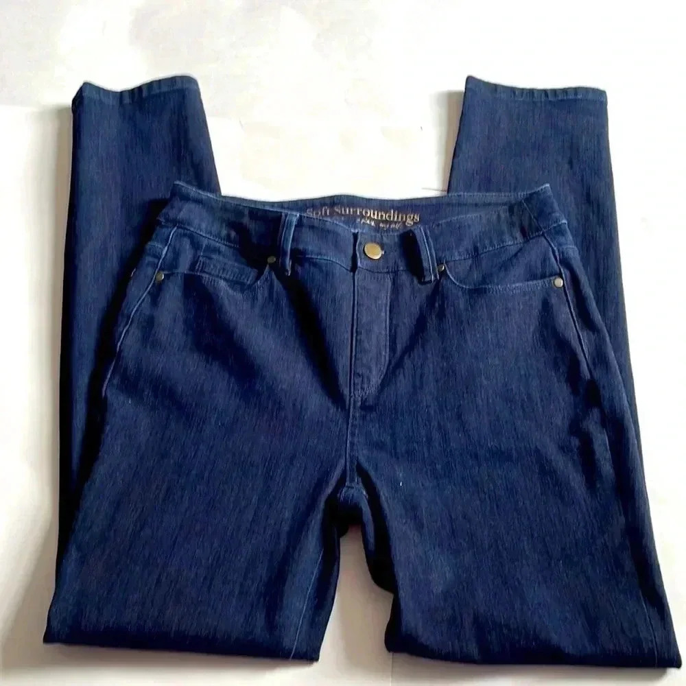 Soft surroundings dark blue denim pull up jeans size XS